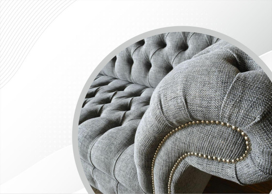 Stoff Sofa Couch Polster Garnitur 3 Sitzer Couchen Sofas Chesterfield Grau Samt