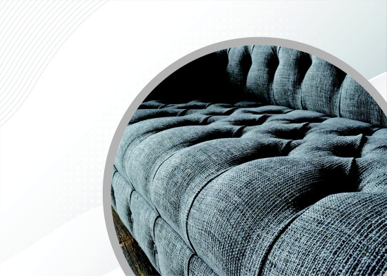 Stoff Sofa Couch Polster Garnitur 3 Sitzer Couchen Sofas Chesterfield Grau Samt