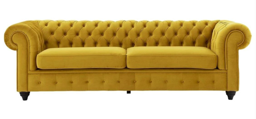 Gelbe Couch mit knöpfen Chesterfield Sofa Polster Sitz Couchen Sofas Luxus Neu