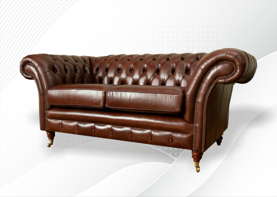 Chesterfield Sofa 2 Sitzer Polster Design Couchen Sofas Garnitur Original Braun