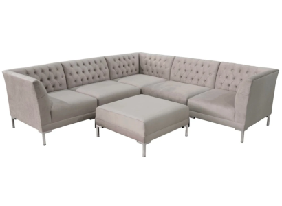 Ecksofa Chesterfield Hocker 2tlg. Set Textil Stoff Couchen Sofas Eckgarnitur Neu