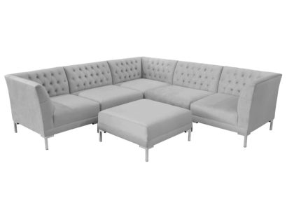 Ecksofa Hocker Grau Big Textill Stoff Chesterfield Sofas Möbel Fußhocker Sofas