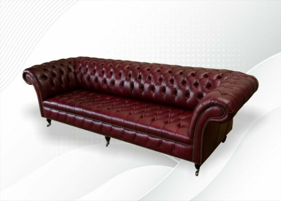 Rote Big Sofa Couch Chesterfield 265cm XXL Polster Sofas 4er Leder Textil Neu