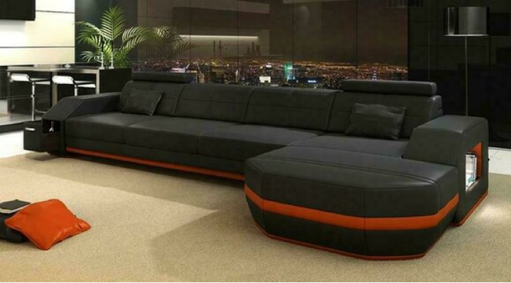 Moderne Flackschiff Wohnzimmer Sofa Couch Garnitur Polster