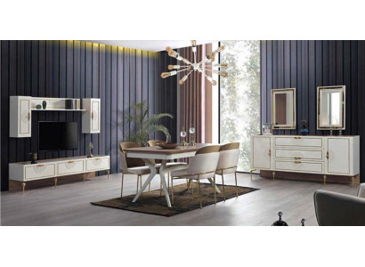 Esszimmer Garnitur Esstisch 4x Stuhl Kommode Gruppe Tisch 8tlg. Set