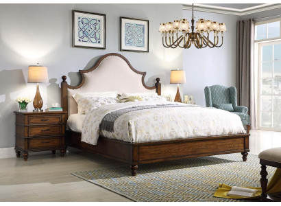 Bett 2x Nachttisch 3 tlg. Schlafzimmer Set Design Polster Möbel Luxus Betten Neu