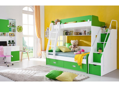 Jugendbett Schreibtisch Schrank Grün NEU Jugendzimmer Kinderzimmer komplett Set