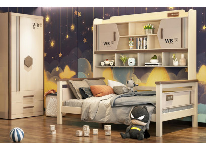 Kinderzimmer 2-tlg Set Hochbett Kleiderschrank Hochglanz Jugendzimmer Möbel Neu