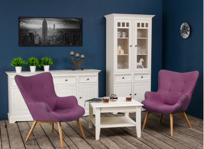 Klassische Design Möbel Gruppe 2tlg Set Stil Landhaus Vitrine Kommode Möbel Holz