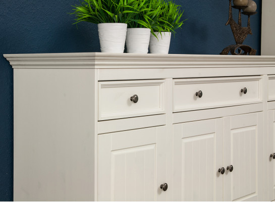 Klassische Design Möbel Gruppe 2tlg Set Stil Landhaus Vitrine Kommode Möbel Holz