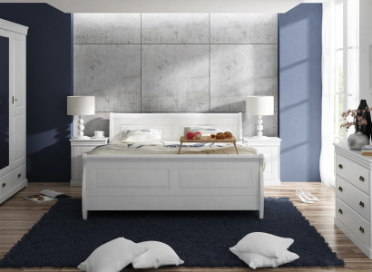 Möbel Schlafzimmer Set Design Bett 2x Nachttisch Kommode Kleiderschrank Neu 5tlg