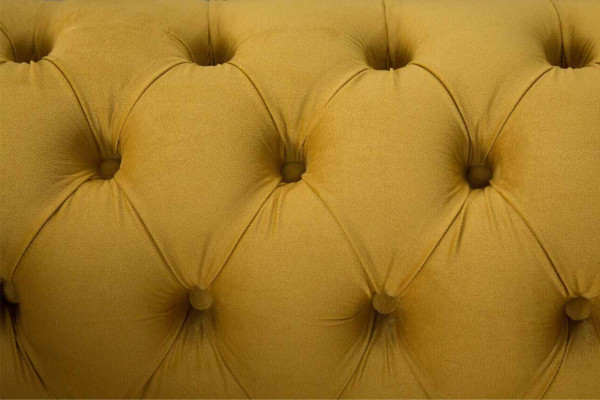 Sessel Design Relax Textil Lounge Luxus Gelb Polster Sitzer Chesterfield