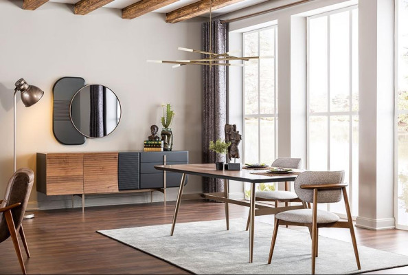 Designer Brauner Esstisch Tische Tisch + 4x Lehnstuhl Möbel 5tlg. Set