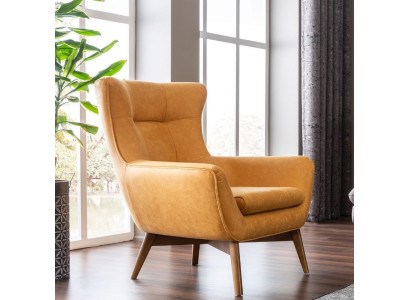 Sessel Ohrensessel Cocktailsessel Sitzer Modern Design Kunstleder Gelb