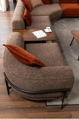 Modernes Ecksofa L-Form Couch Stoffsofas Edelstahl Wohnzimmermöbel Neu