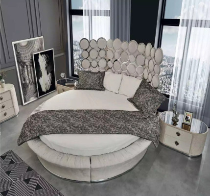 Schlafzimmer-Set modernes Bett + 2 Nachttische + Schminktisch + Spiegel neu