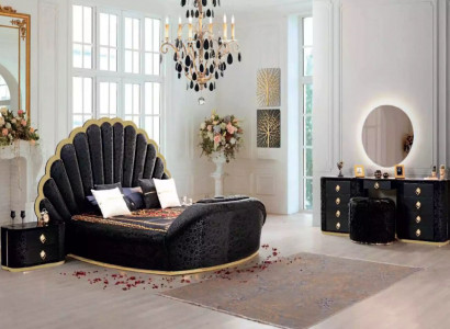 Moderne luxuriöse Schlafzimmermöbel aus hochwertigem Stoff und stabilem Holz