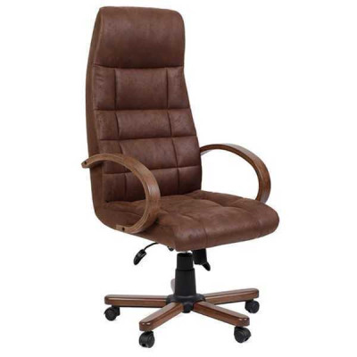 Chefsessel Braun Kunstleder gepolsterter Bürosessel Computerdrehsessel Neu