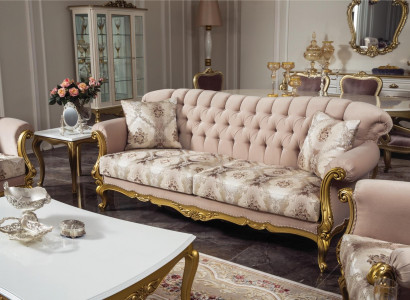 Luxus Dreisitzer Sofa 3 Sitz Sitzer Stoff Couch Möbel Stil Textil Italien