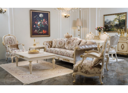 Luxus Sofagarnitur Sitzer Couchtisch Sofa Sofas Sessel Stoff Couch 4tlg.