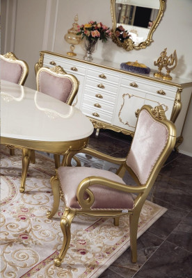 Design Esszimmer Set 8tlg Esstisch Stuhl Kommode Vitrine Spiegel