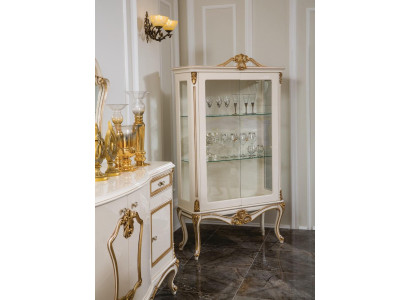 Vitrinen Glas Schrank Regal Holz Vitrine Design Art déco Wohnzimmer Neu