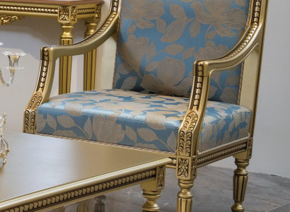 Sessel Polster Stühle Gold Stoff Luxus Design Stuhl Einsitzer Klassisch