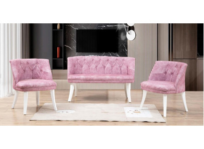 Küchen Sitzgarnitur Bank Sessel Rosa Chesterfield Garnitur Sitzmöbel Stoff