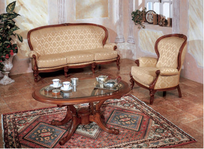 Klassische Sofagarnitur Couch Sofa Sessel Couchtisch Italienischen Möbel 3tlg.