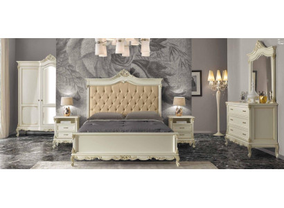 Italienische Barock Stil Möbel Schlafzimmer 5tlg. Set Bett Anrichte Nachttische