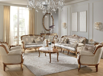 Italienische Möbel Sofa Garnitur Gruppe Klassische Sitz Massivholz