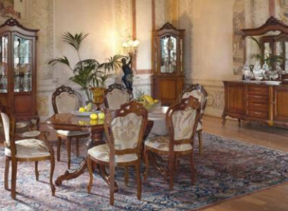 Italienische Barock Möbel Esszimmer 11tlg. Set Tisch Stühle Kommode Massivholz