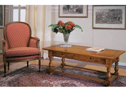 Sessel mit Beistelltisch Antik Stil Möbel Echtholz Tisch Lehnstuhl Set 2tlg Neu