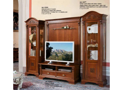 Klassische Wohn Wand Massivholz Wohnzimmer Vitrine Sideboard RTV Regal Wände Schrank 4tlg.