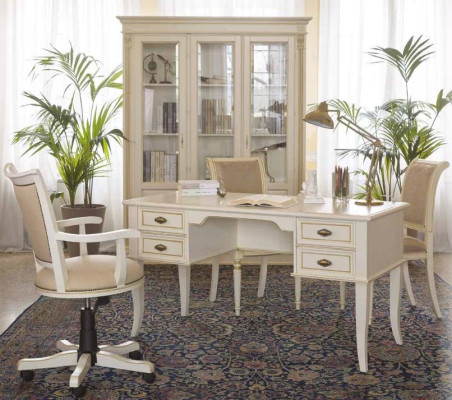 Schreibtisch Set 3tlg. Büro Garnitur Massivholz tisch Chef Sessel Schrank Einrichtung Neu