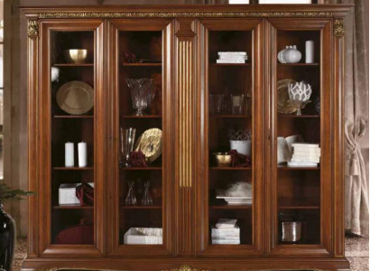 Vitrine Glas Wandschrank Vitrinen Regal Barock Rokoko Italienische Stil Möbel Massivholz