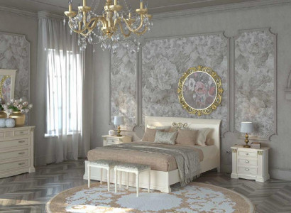 Bett Nachttisch Kommode 7 tlg. Schlafzimmer Set Design Luxus Schlafzimmer Massivholz