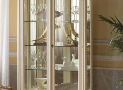 Vitrine Schrank Vitrinen Wohnzimmer Massivholz Schränke Design Barock Rokoko Weiß neu