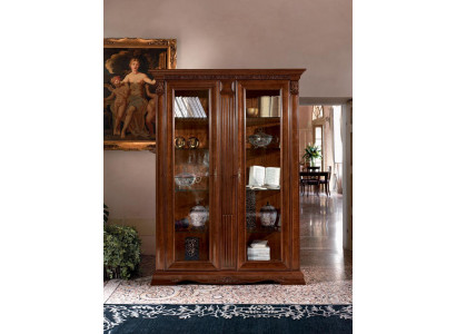 Klassische Vitrine Schrank Vitrinenschrank Vitrinen Glasschrank Barock Rokoko Massivholz