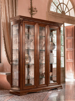 Vitrine Vitrinen Schrank Glasschrank Wohnzimmer Regal Barock Rokoko Echtes Holz