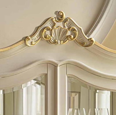 Vitrine Schrank Vitrinen Wohnzimmer Massivholz Schränke Design Barock Rokoko Weiß neu