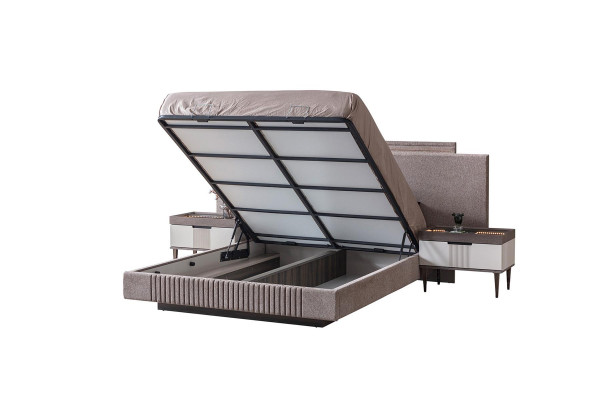 Schlafzimmer Set Modern Bett 2x Nachttisch und Kleiderschrank 4tlg Neu