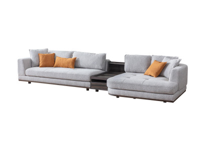 Exklusive Ecksofa L - Form Grau Wohnzimmer Eckgarnitur Couch Sofa Polster