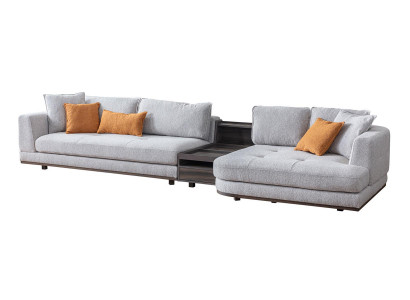Exklusive Ecksofa L - Form Grau Wohnzimmer Eckgarnitur Couch Sofa Polster