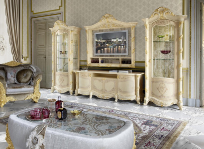 TV Rahmen Low Board Side RTV Wohn Zimmer Sideboard 2x Vitrine 4tlg. Set Italien