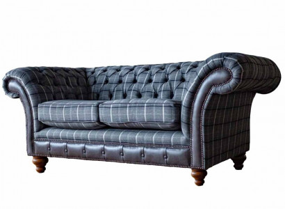 Design Chesterfield Textil Luxus 2-Sitzer Stoff Couch Polster Sofa Neu