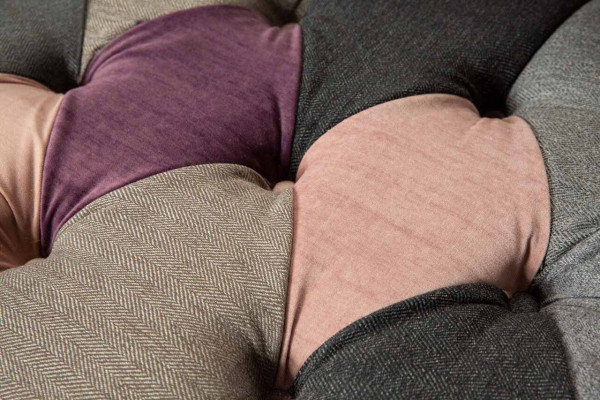 Chesterfield Stoffsofa Couch Polster Design 2 Sitzer Textil Sofas Grau