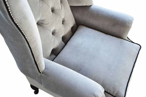 Ohrensessel Chesterfield 1 Sitzer Sessel Textil Polster Sofa Couch Neu