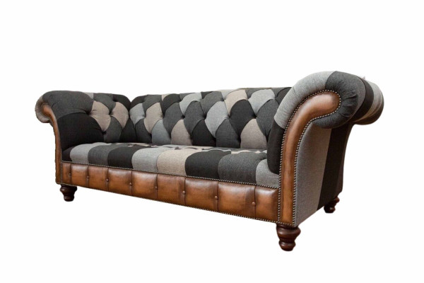 Chesterfield 3 Sitzer Couch Polster Textil Couchen Wohnzimmer Sofa Neu