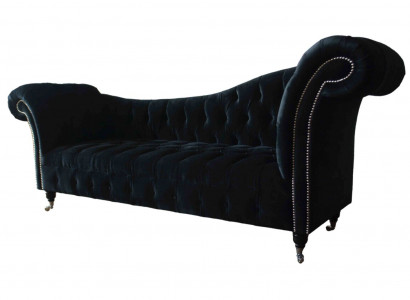 Sofa Luxus Textil Chesterfield Couch Polster 3 Sitzer Garnitur Blau Samt